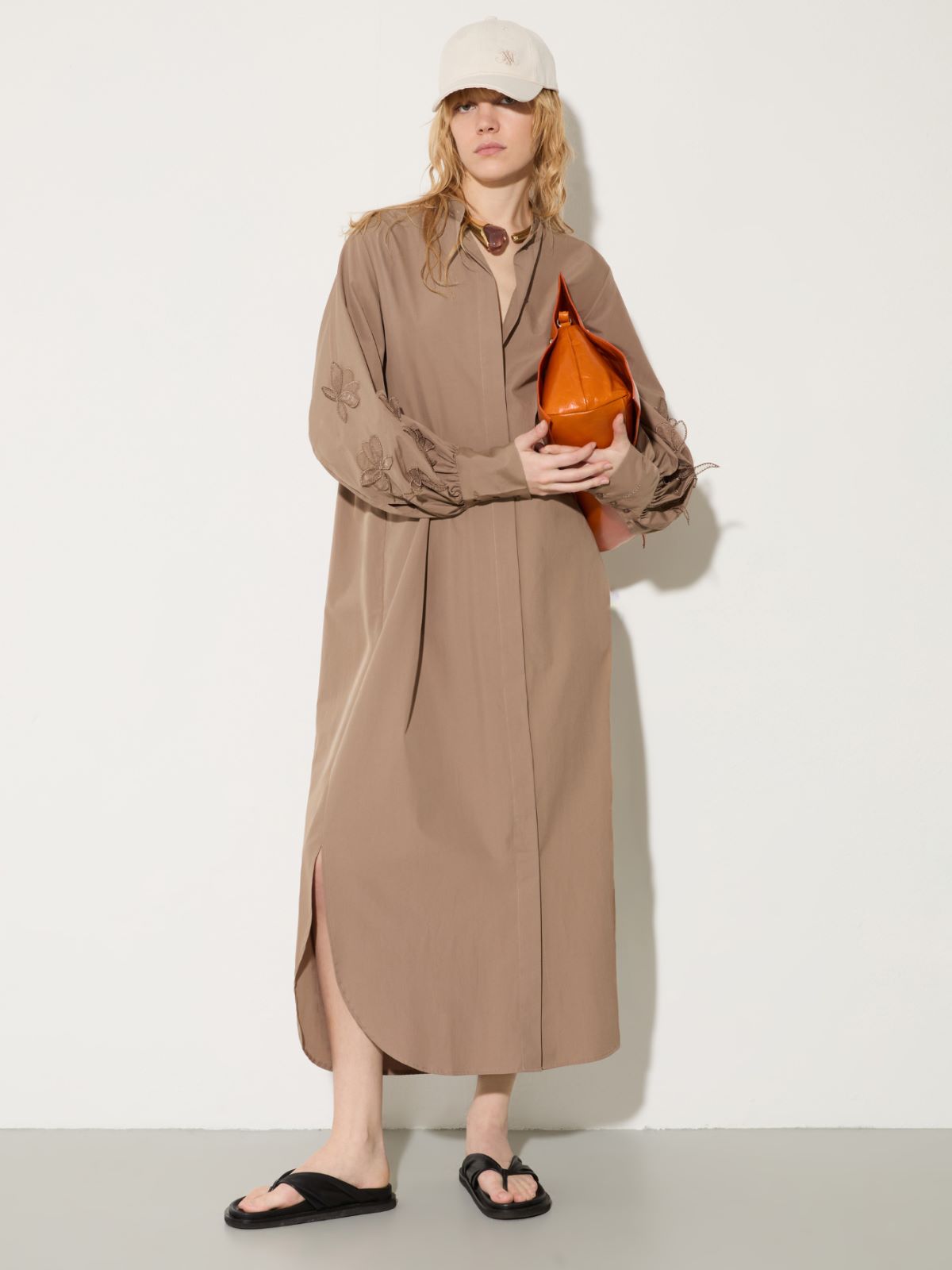 Embroidered poplin shirt dress - COCOA - MAX&Co. - 4