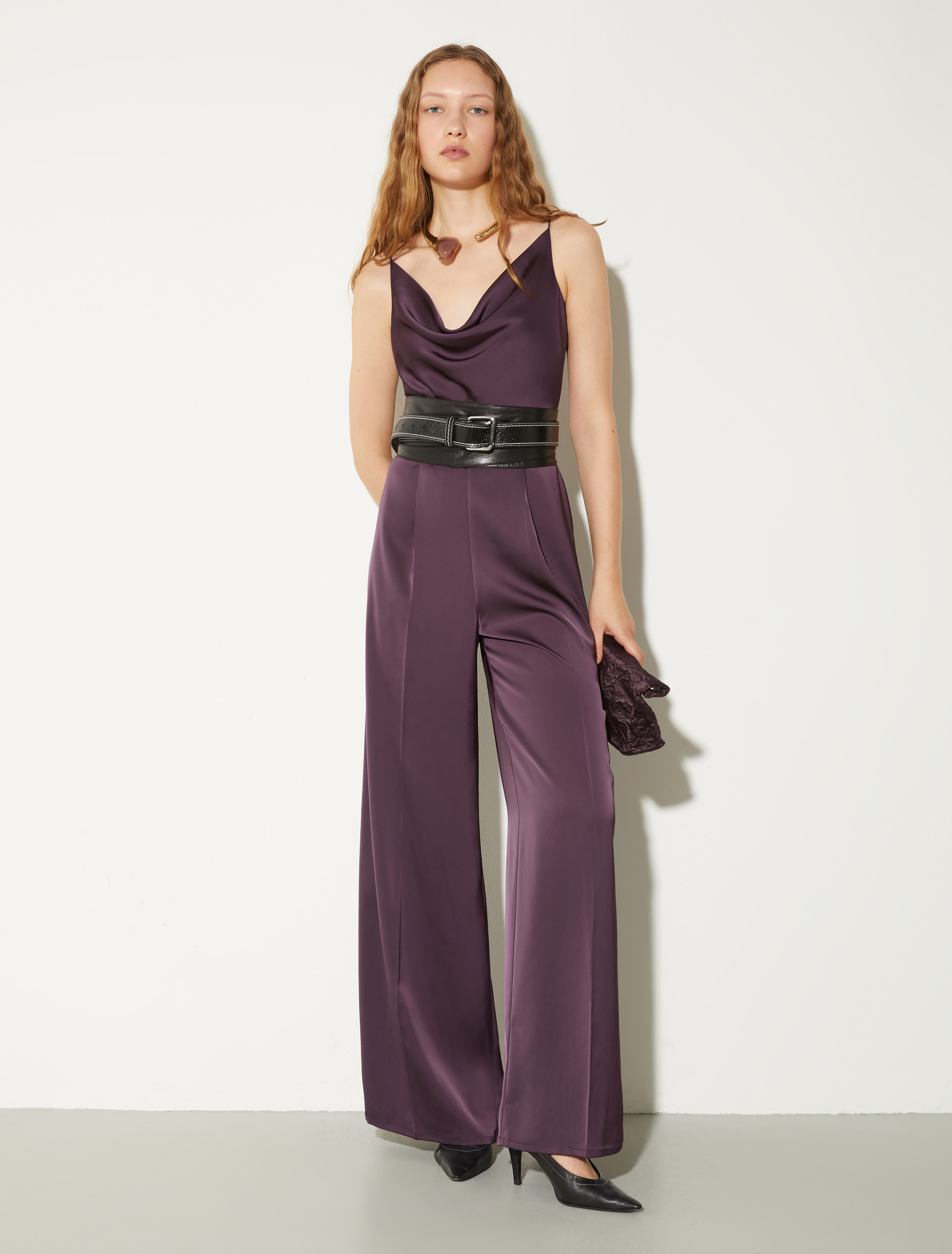 Fluid satin jumpsuit - AUBERGINE - MAX&Co. - 4