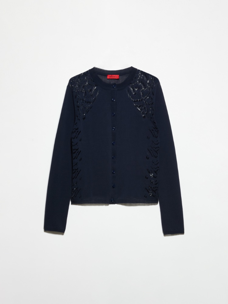 Pointelle-knit cotton cardigan - NAVY - MAX&Co.