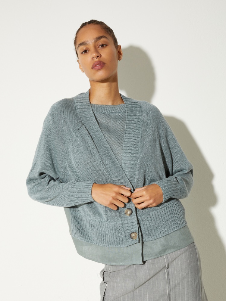 [デット]  リネン コンビ カーディガン - QUARTZ - MAX&Co.