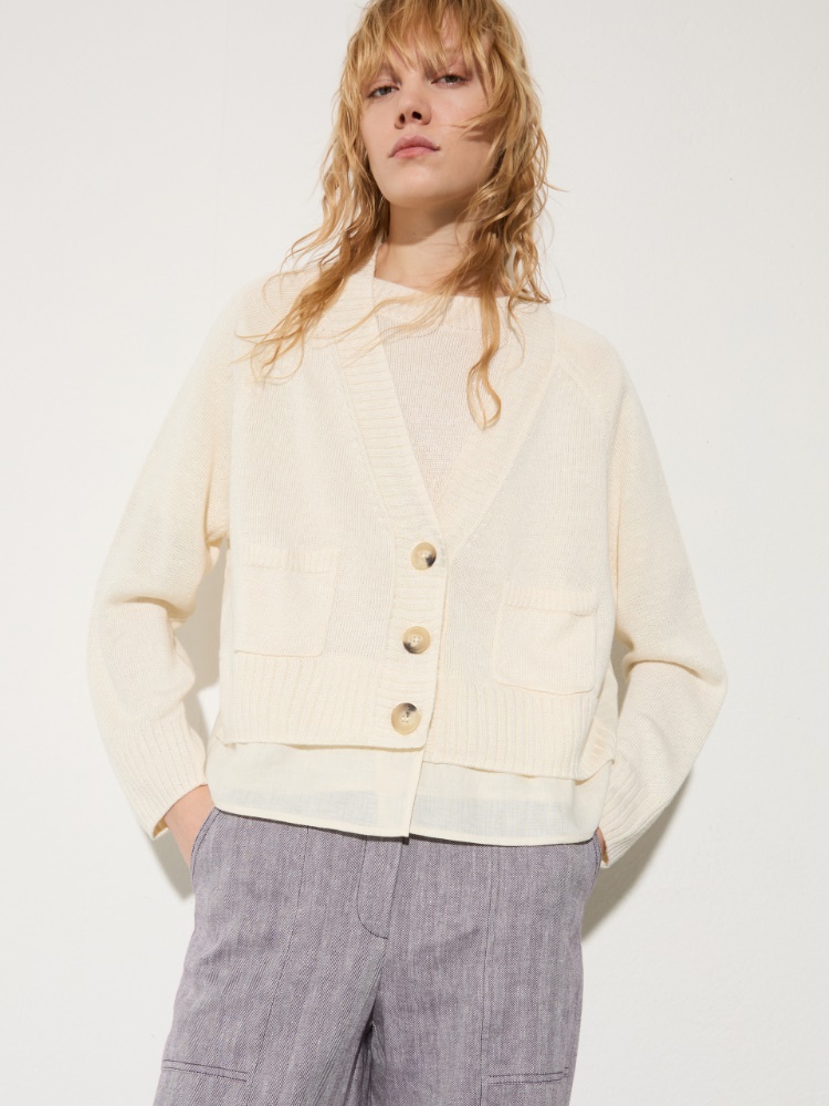 Cardigan en maille de lin mélangé Cardigan en maille de lin mélangé - LAIT - MAX&Co.