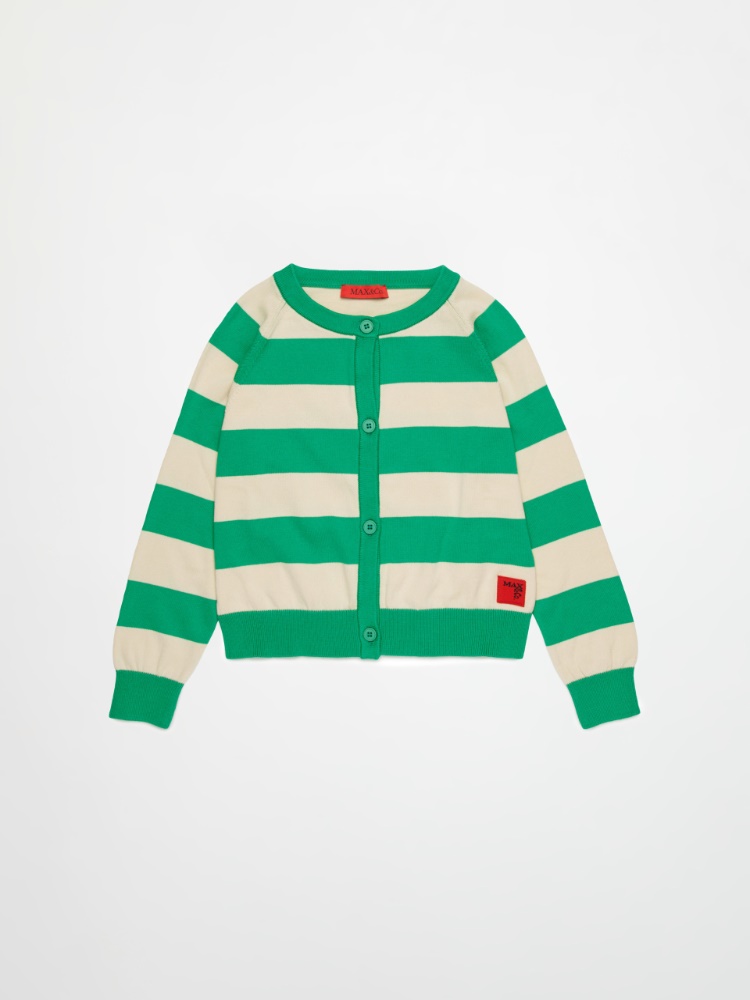 Cardigan à rayures avec logo KID - VERT - MAX&Co.