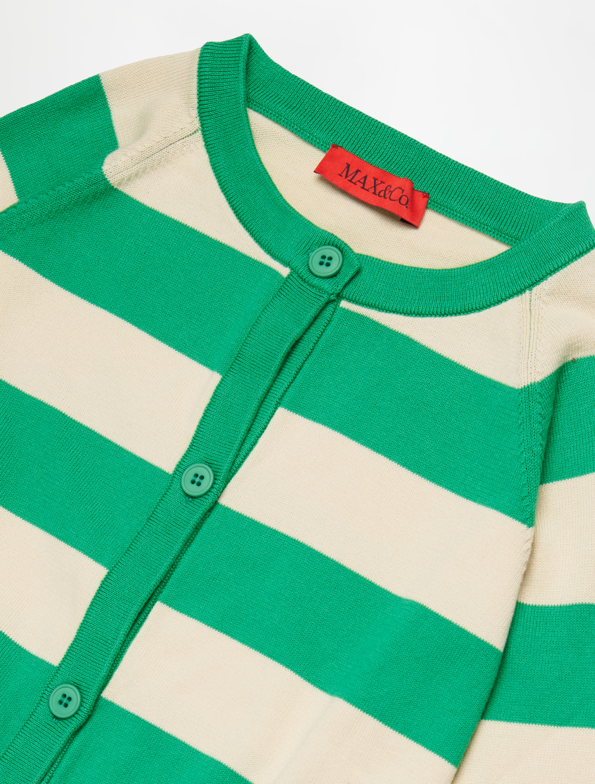 Cardigan à rayures avec logo KID - VERT - MAX&Co.