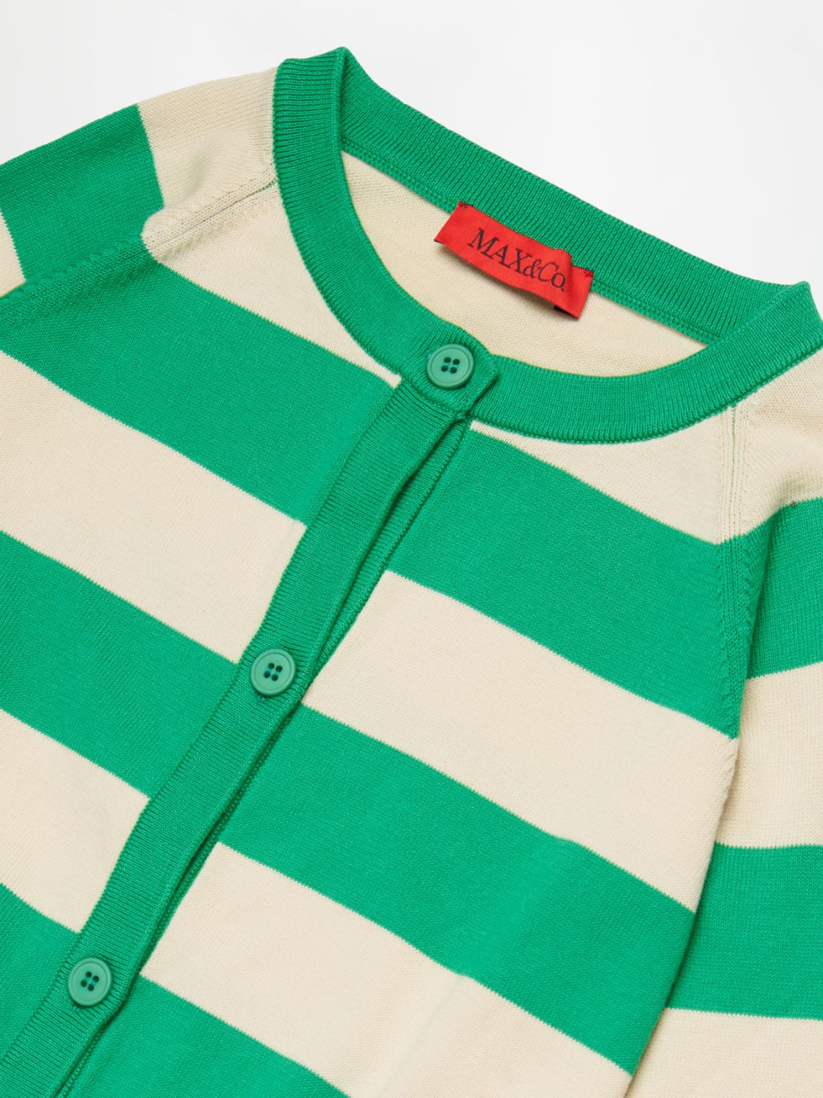 Cardigan à rayures avec logo KID - VERT - MAX&Co.