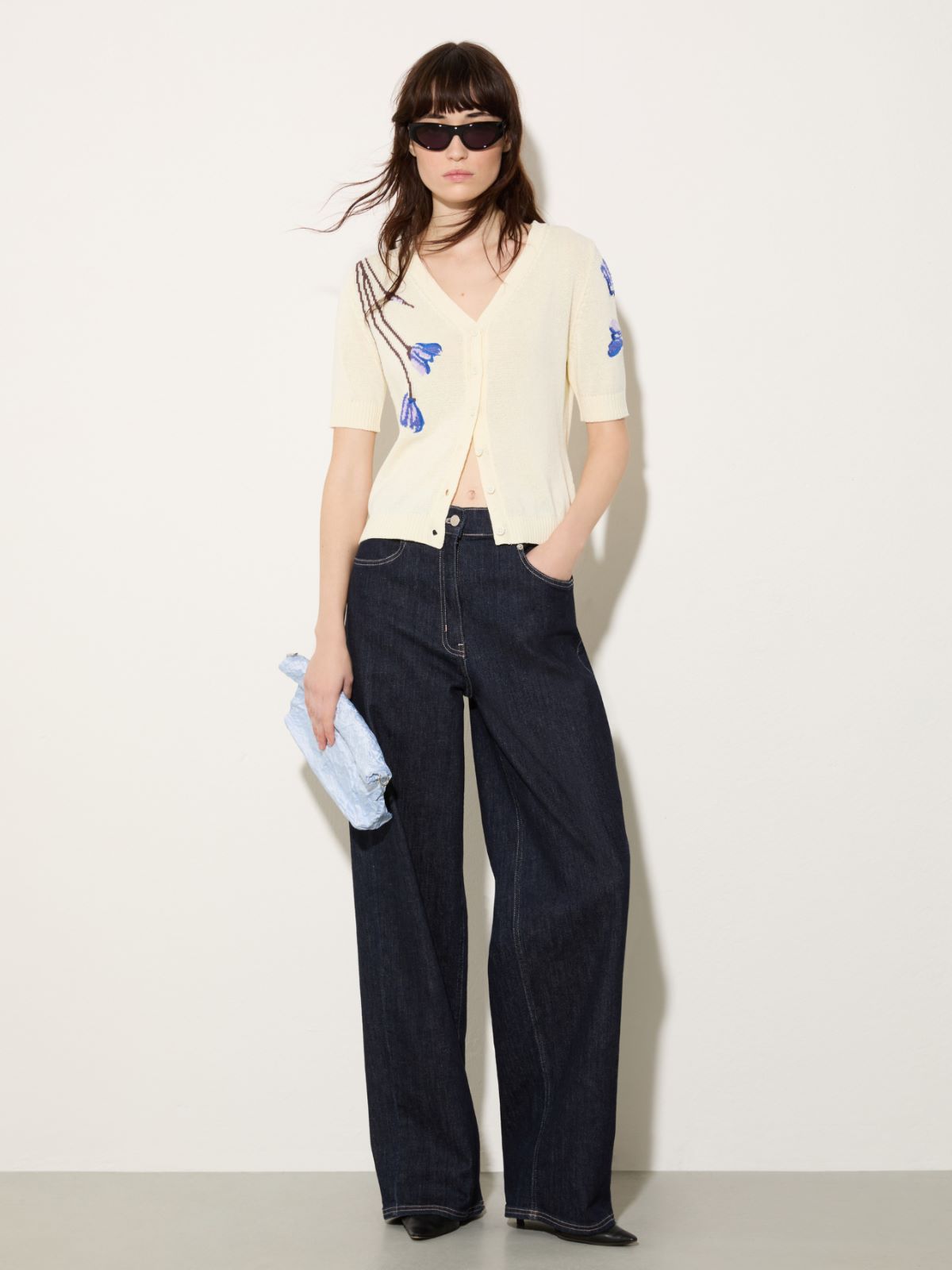 Floral embroidery cardigan - WOOL WHITE - MAX&Co. - 4