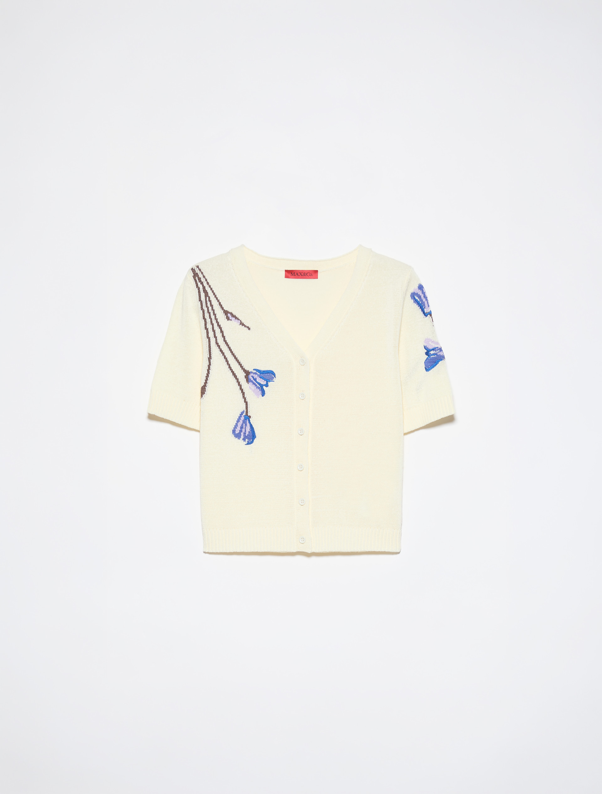 Floral embroidery cardigan - WOOL WHITE - MAX&Co. - 5