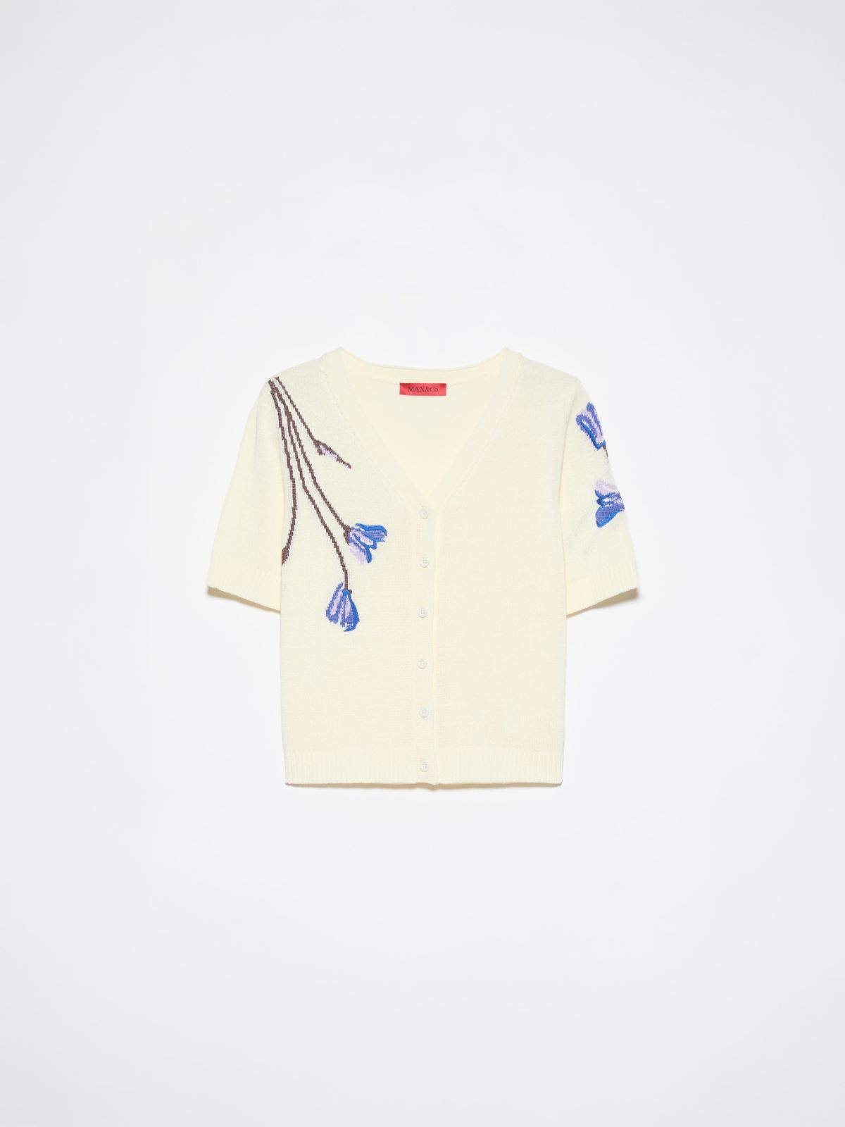Floral embroidery cardigan - WOOL WHITE - MAX&Co. - 5