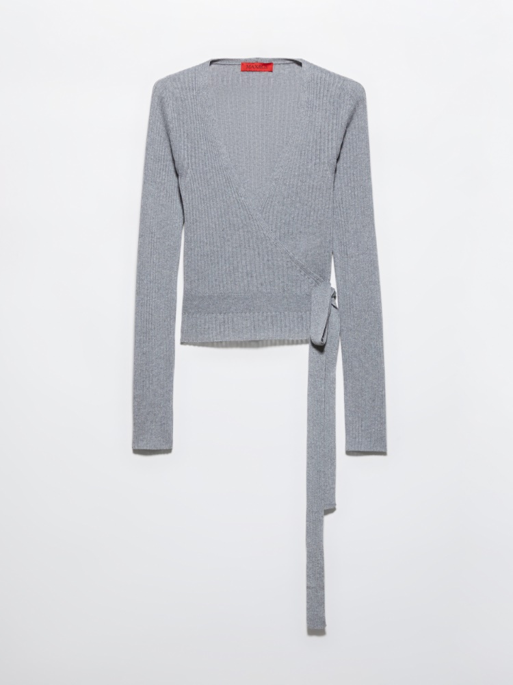 Rib-knit wrap cardigan - MELANGE GREY - MAX&Co.