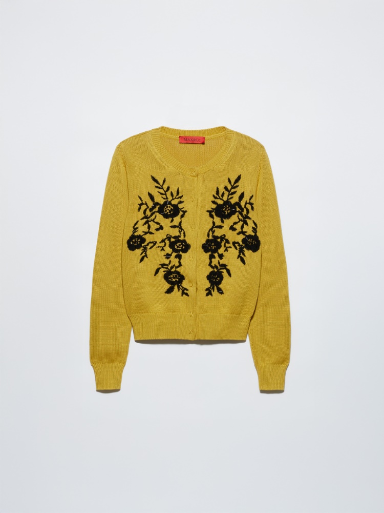 Floral-embroidered cardigan - MUSTARD - MAX&Co.