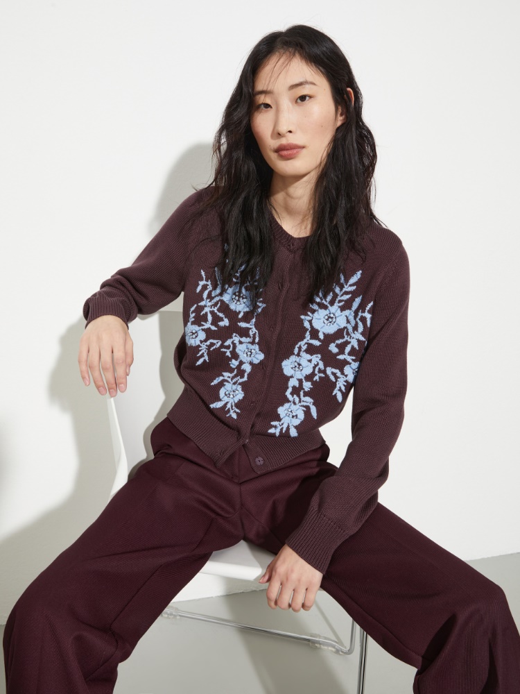 Floral-embroidered cardigan Floral-embroidered cardigan - BORDEAUX - MAX&Co.
