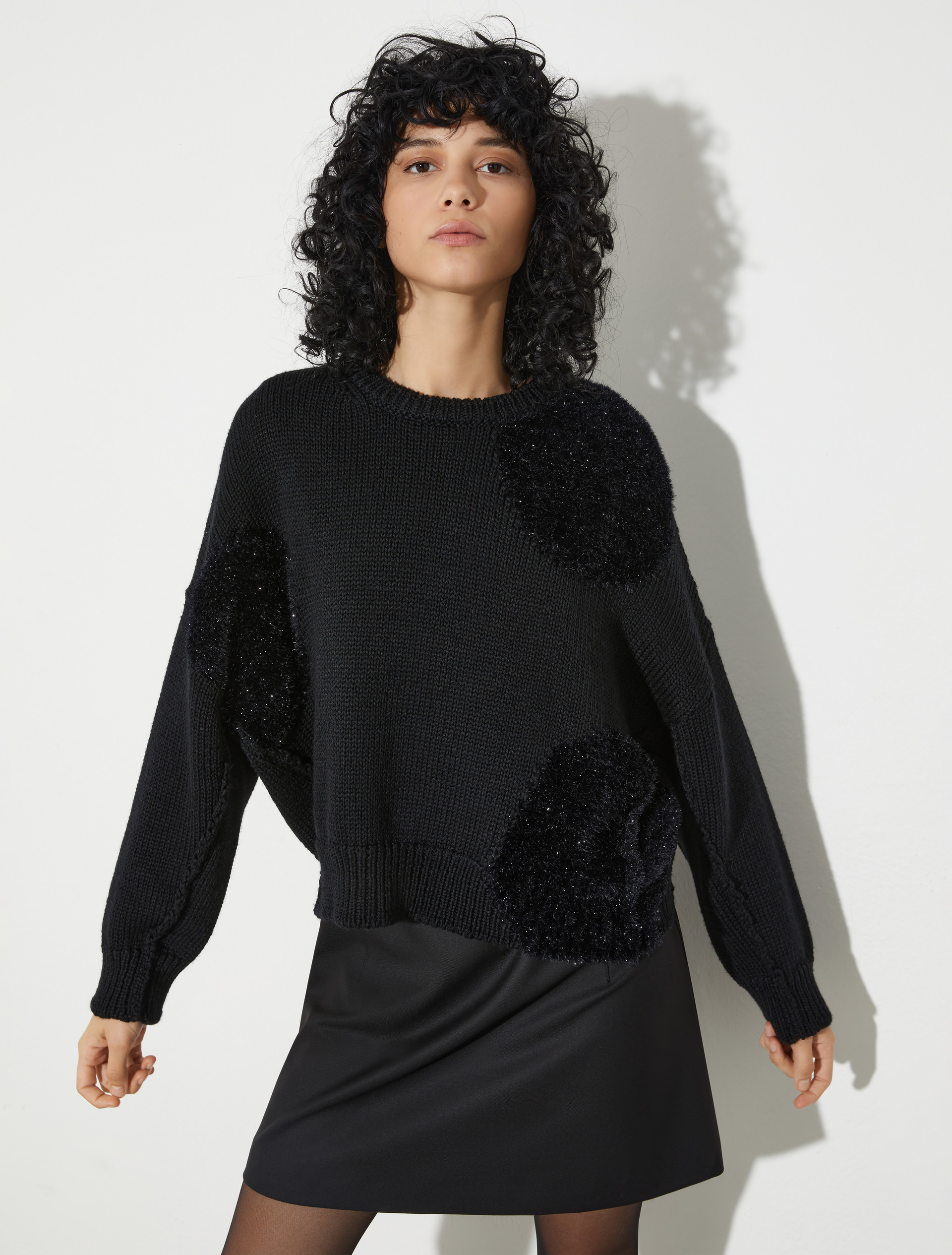 Polka dot wool-blend jumper, black | MAX&Co. Polka dot wool-blend jumper - BLACK - MAX&Co.