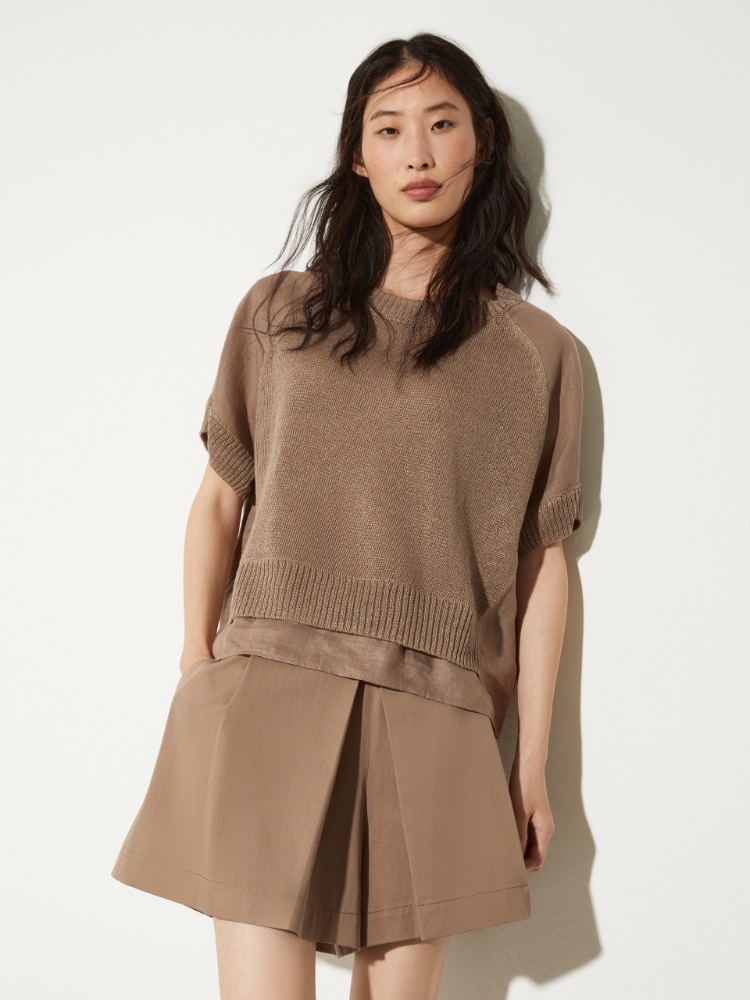 Linen-blend knitted T-shirt - MAX&Co.