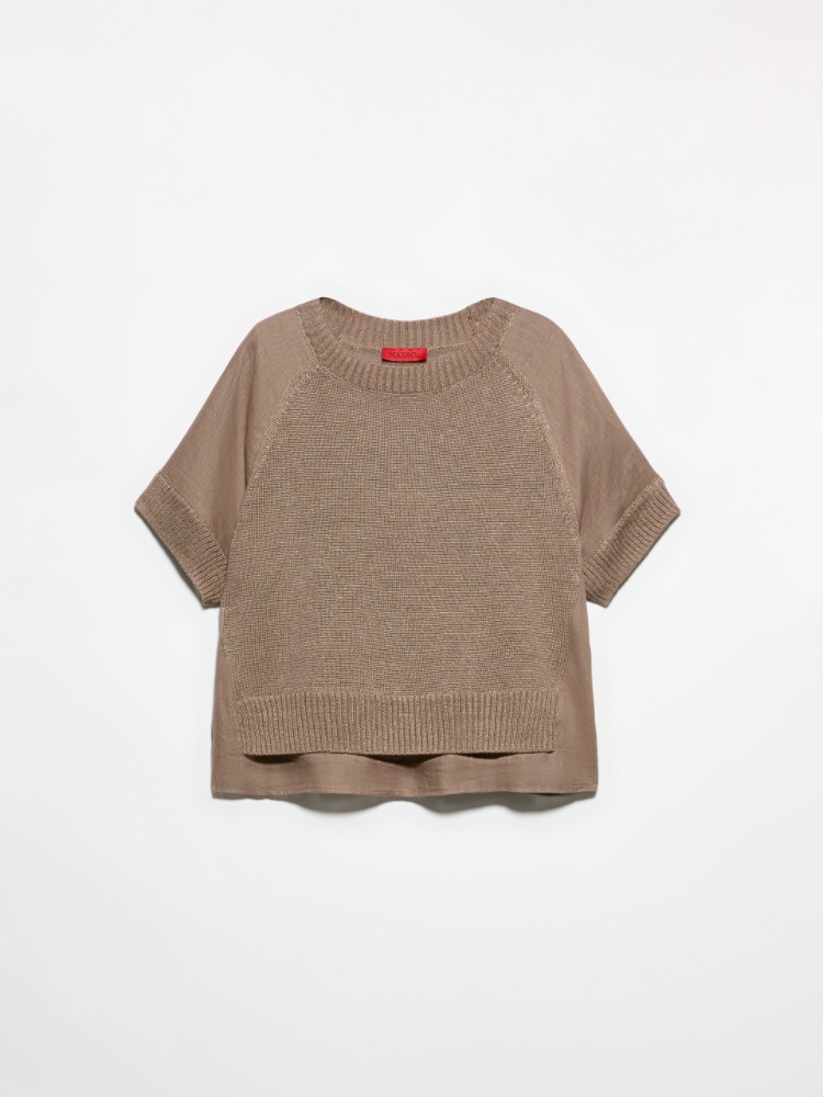 T-shirt en maille de lin mélangé - NOISETTE - MAX&Co.