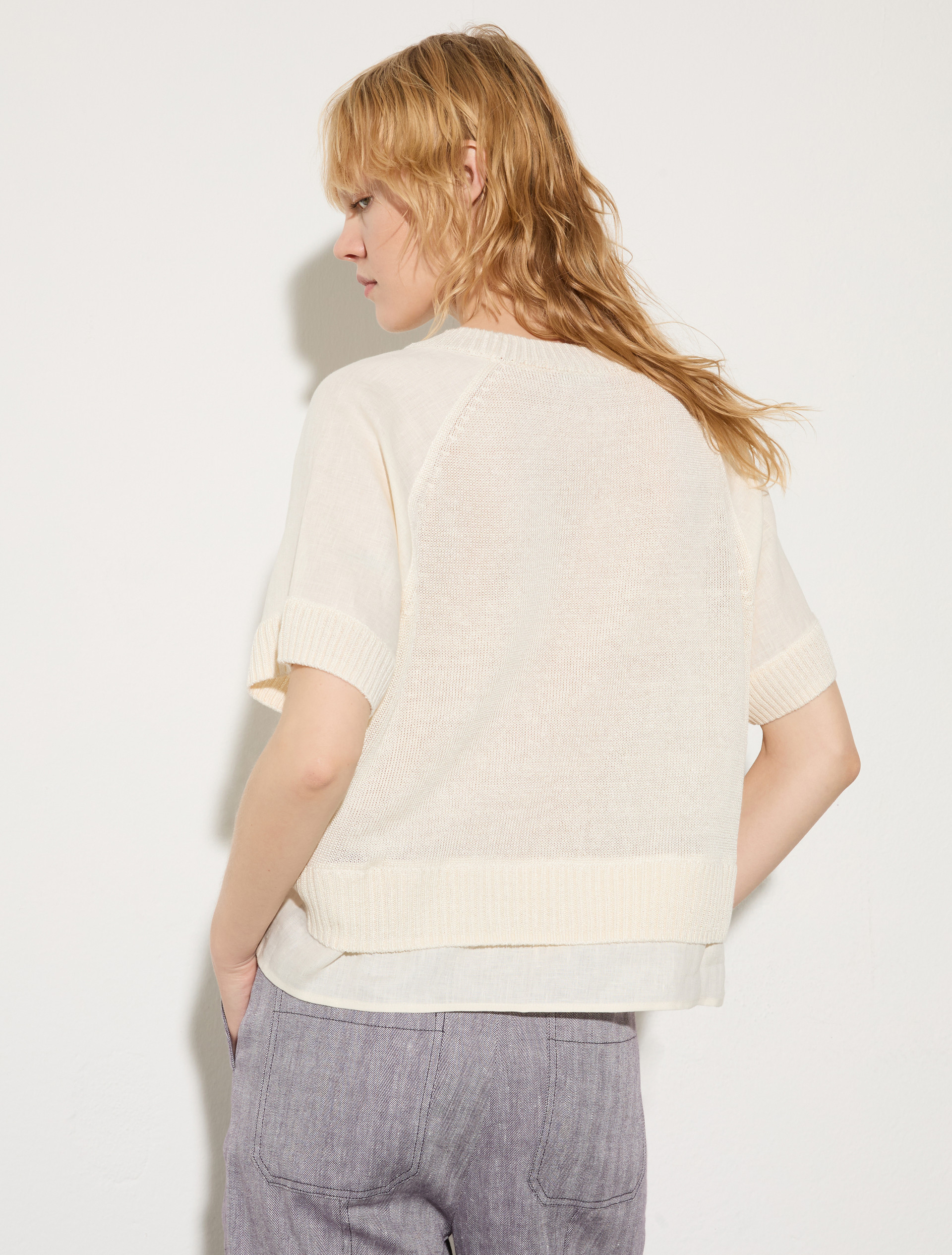 T-shirt en maille de lin mélangé - LAIT - MAX&Co. - 2