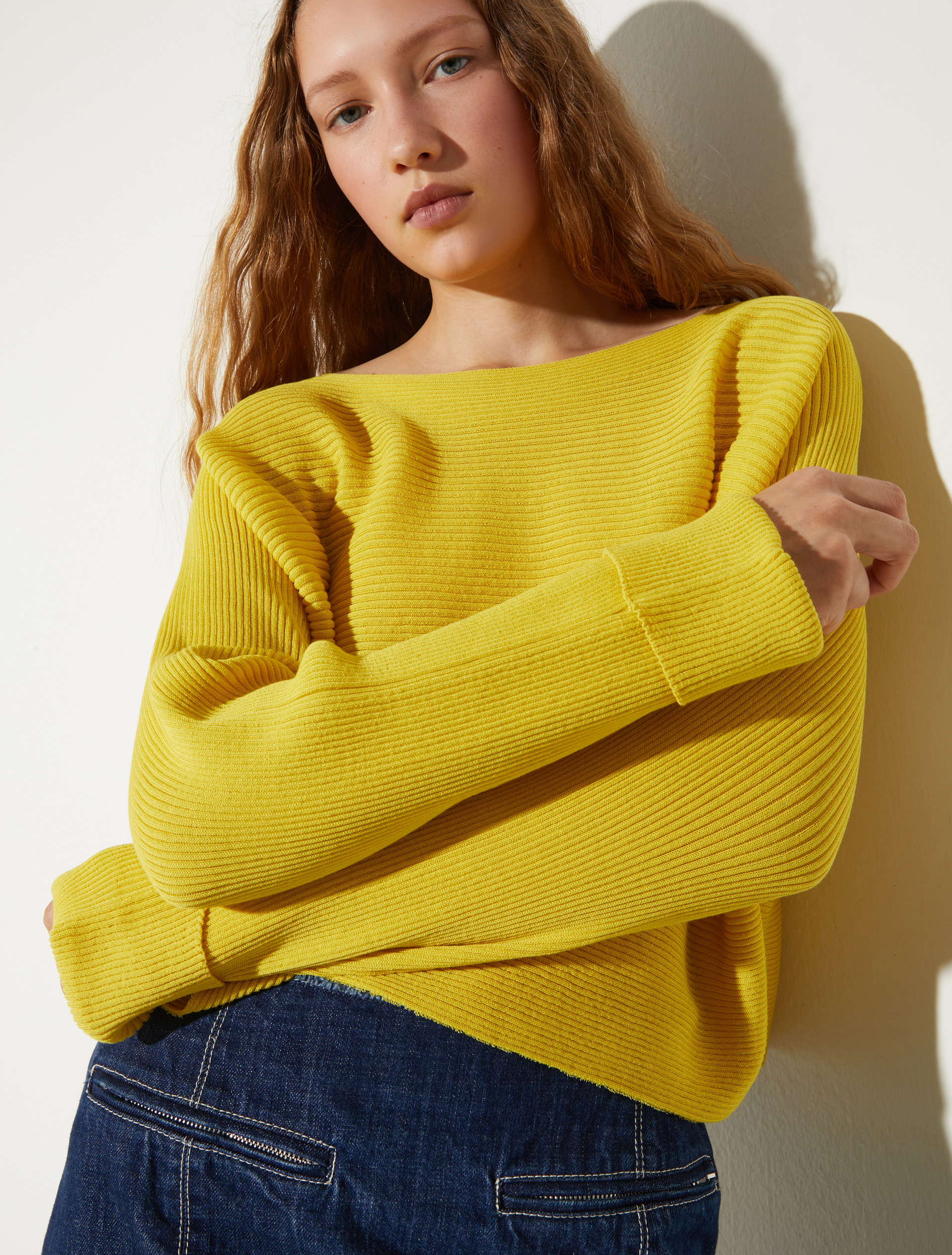 Horizontal rib-knit sweater, yellow | MAX&Co. Horizontal rib-knit sweater - YELLOW - MAX&Co. - 3