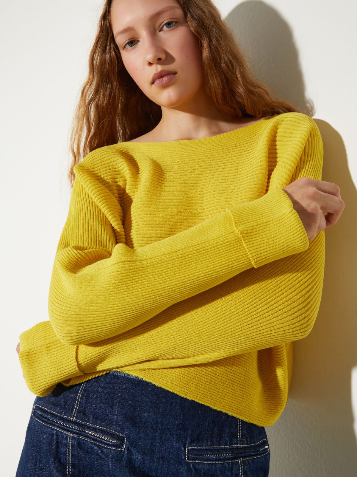 Horizontal rib-knit sweater, yellow | MAX&Co. Horizontal rib-knit sweater - YELLOW - MAX&Co. - 3
