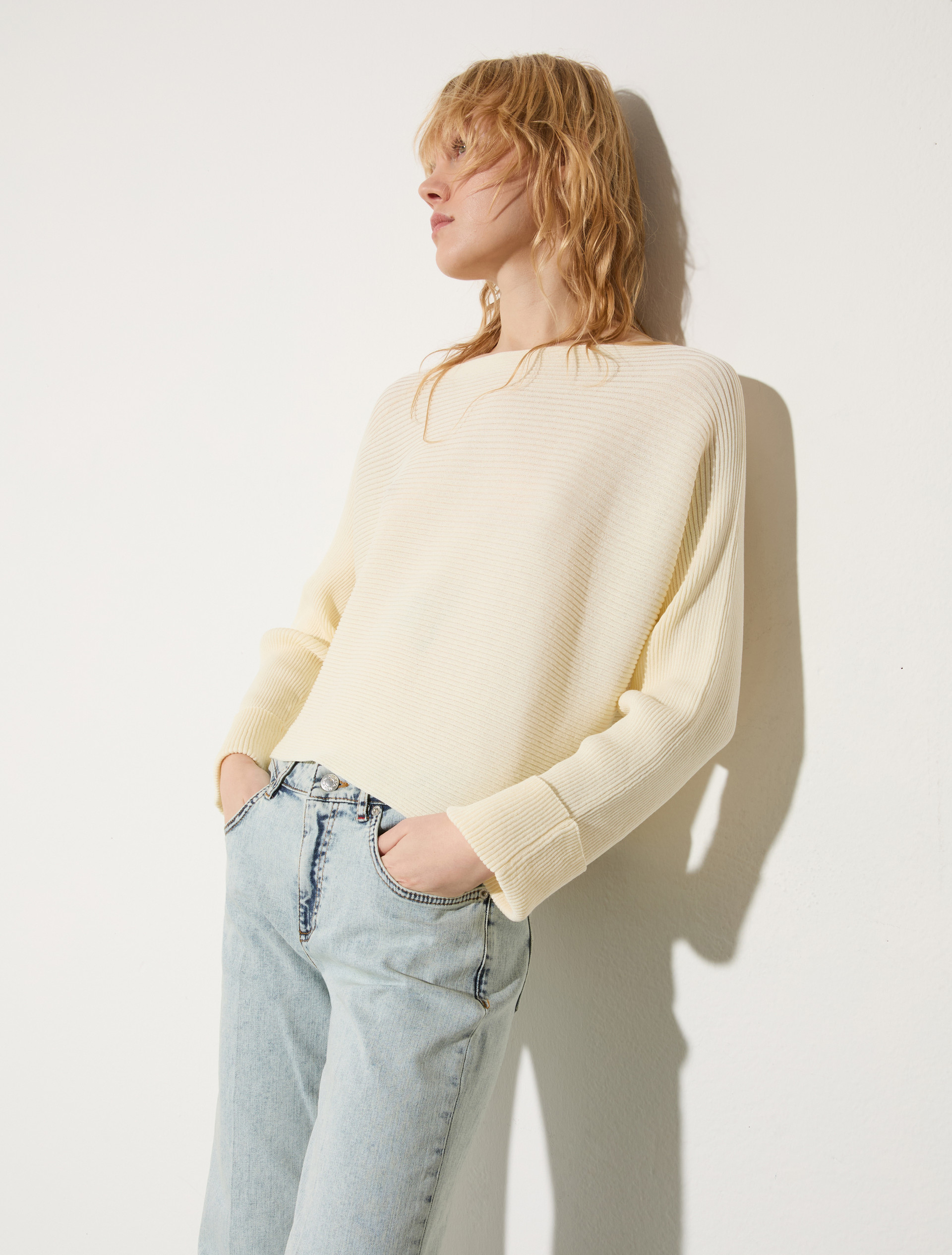 Horizontal rib-knit sweater, wool white | MAX&Co. Horizontal rib-knit sweater - WOOL WHITE - MAX&Co.