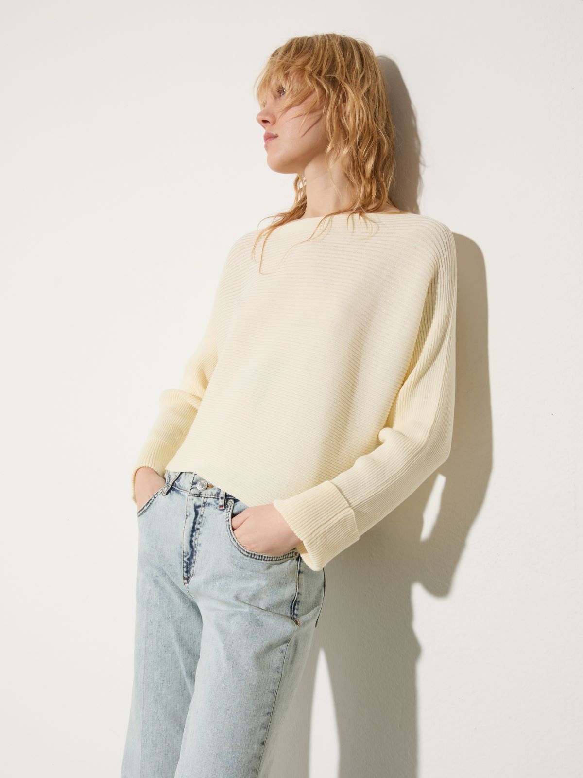 Horizontal rib-knit sweater, wool white | MAX&Co. Horizontal rib-knit sweater - WOOL WHITE - MAX&Co.