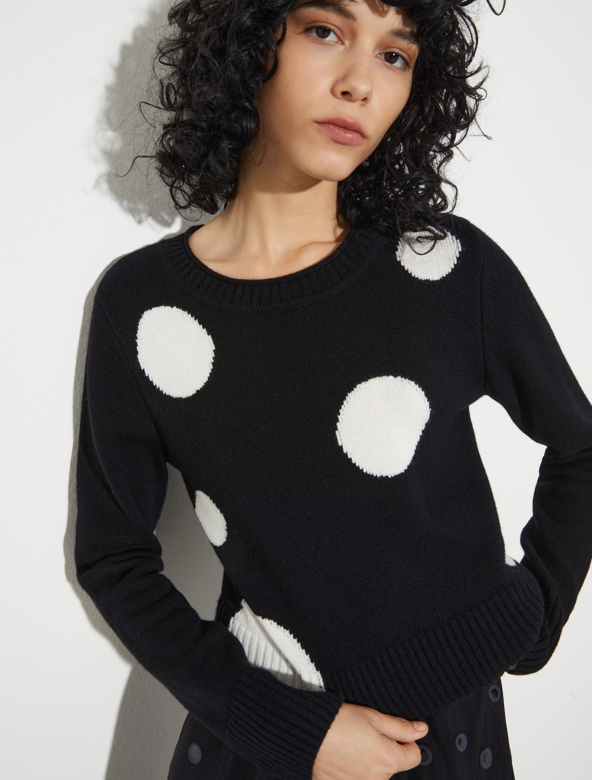 Polka-dot jacquard jumper - BLACK - MAX&Co. - 3