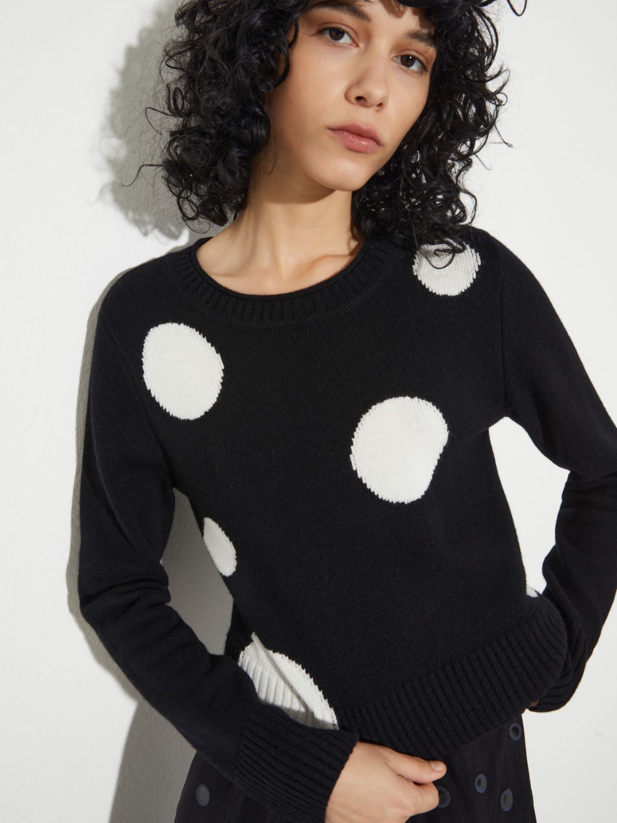 Polka-dot jacquard jumper - BLACK - MAX&Co. - 3
