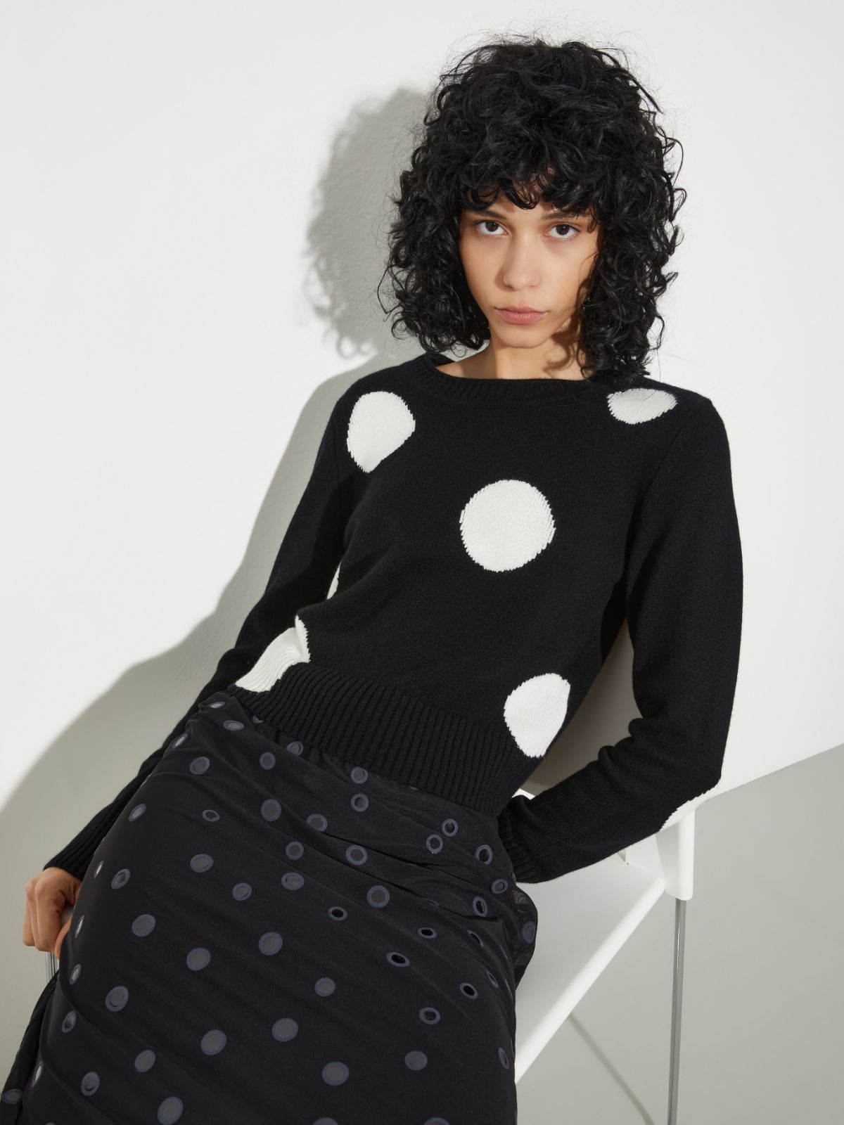 Polka-dot jacquard jumper - BLACK - MAX&Co.