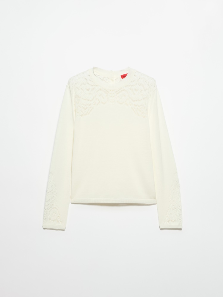 Pointelle-knit cotton jumper - MILK - MAX&Co.