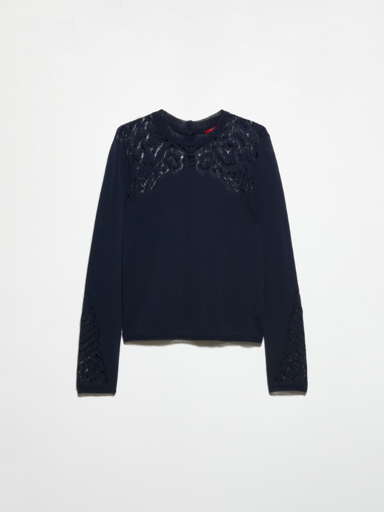 Pointelle-knit cotton jumper - NAVY - MAX&Co.