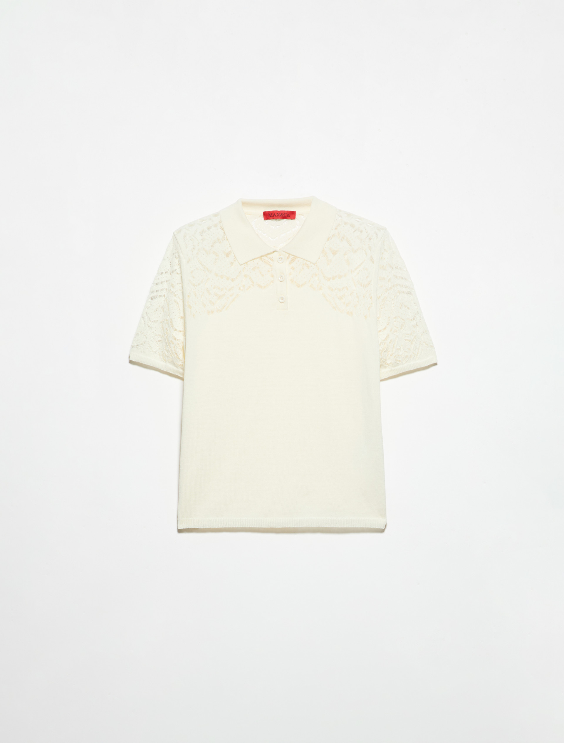 Pointelle-knit cotton polo shirt - MILK - MAX&Co. - 5
