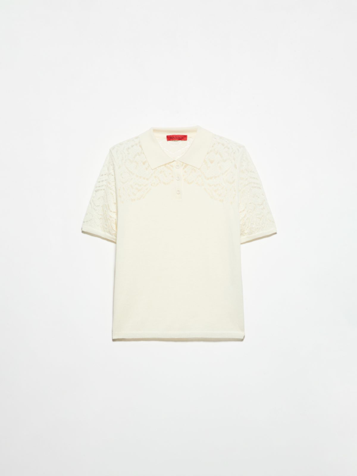 Pointelle-knit cotton polo shirt - MILK - MAX&Co. - 5