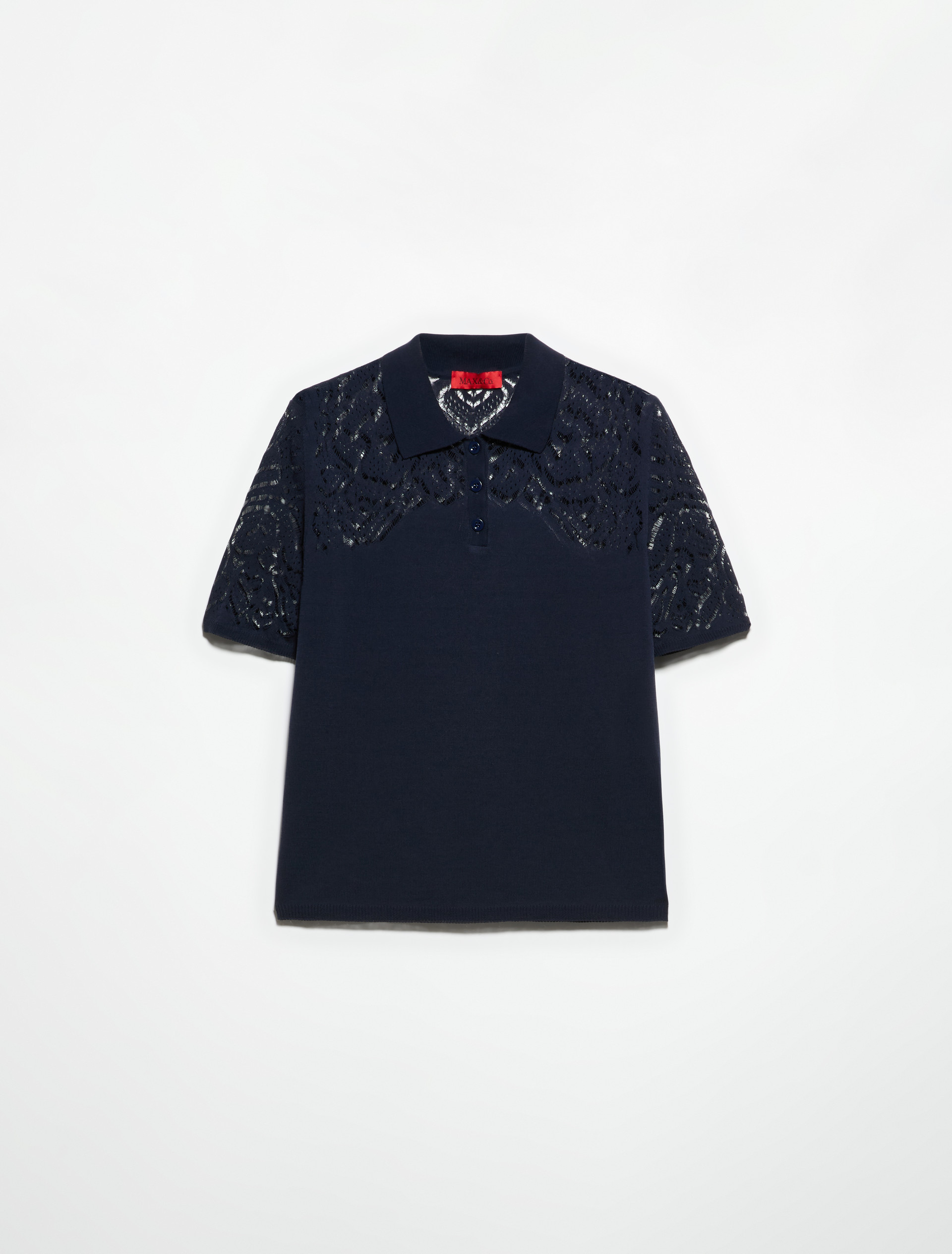 Pointelle-knit cotton polo shirt - NAVY - MAX&Co. - 5