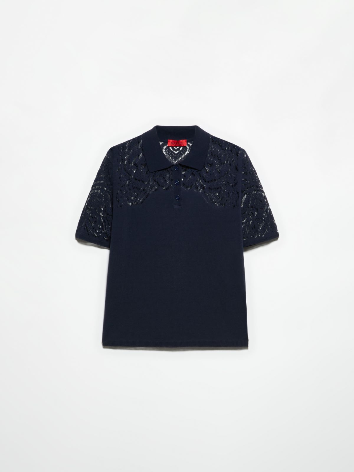 Pointelle-knit cotton polo shirt - NAVY - MAX&Co. - 5