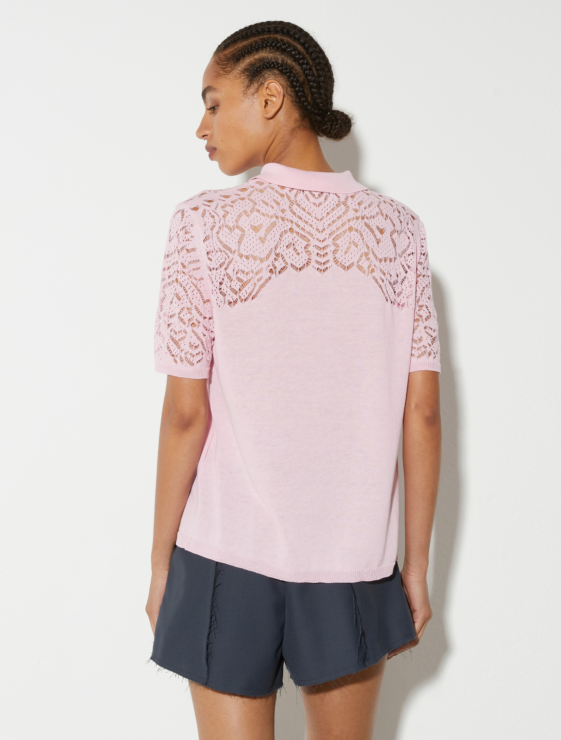 Pointelle-knit cotton polo shirt - PINK - MAX&Co. - 2