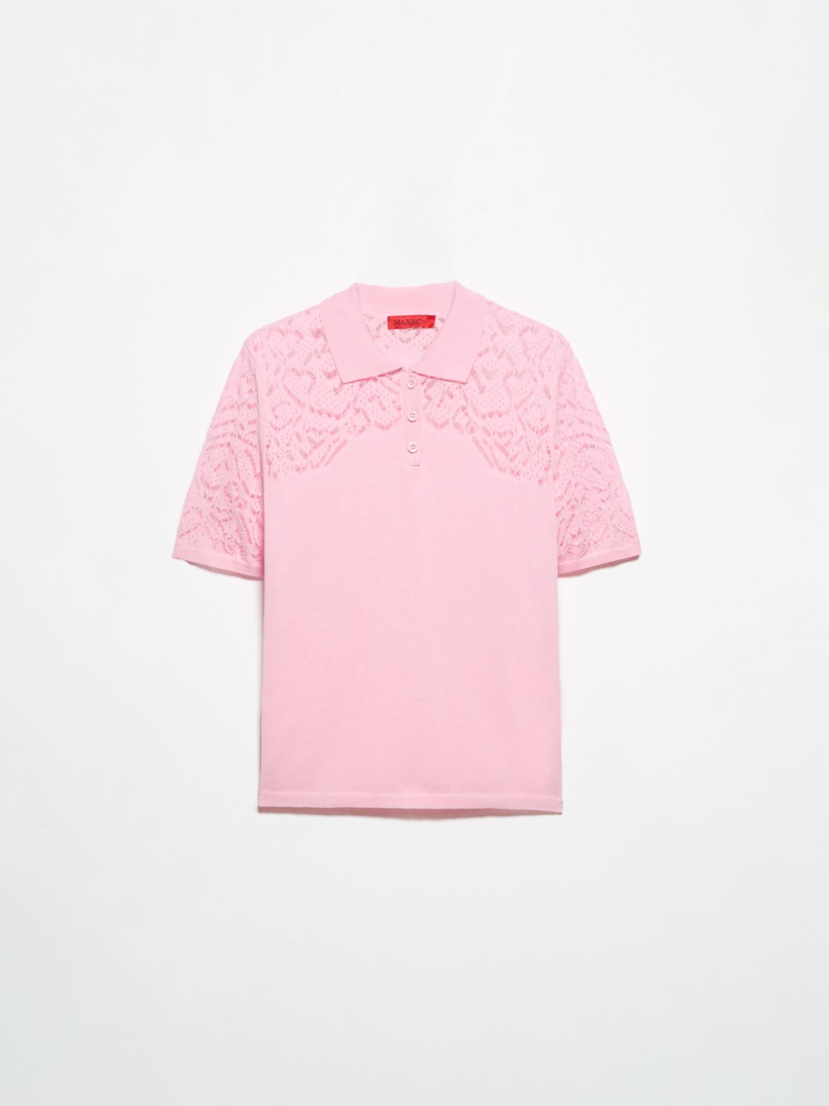 Pointelle-knit cotton polo shirt - PINK - MAX&Co. - 5