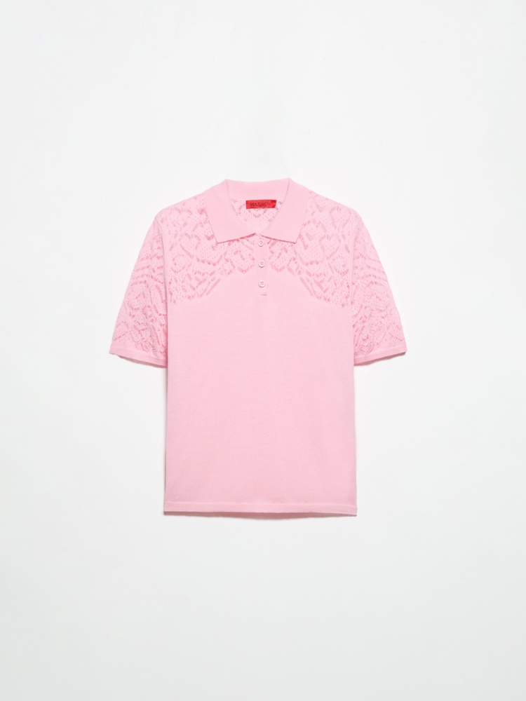 Pointelle-knit cotton polo shirt - PINK - MAX&Co.