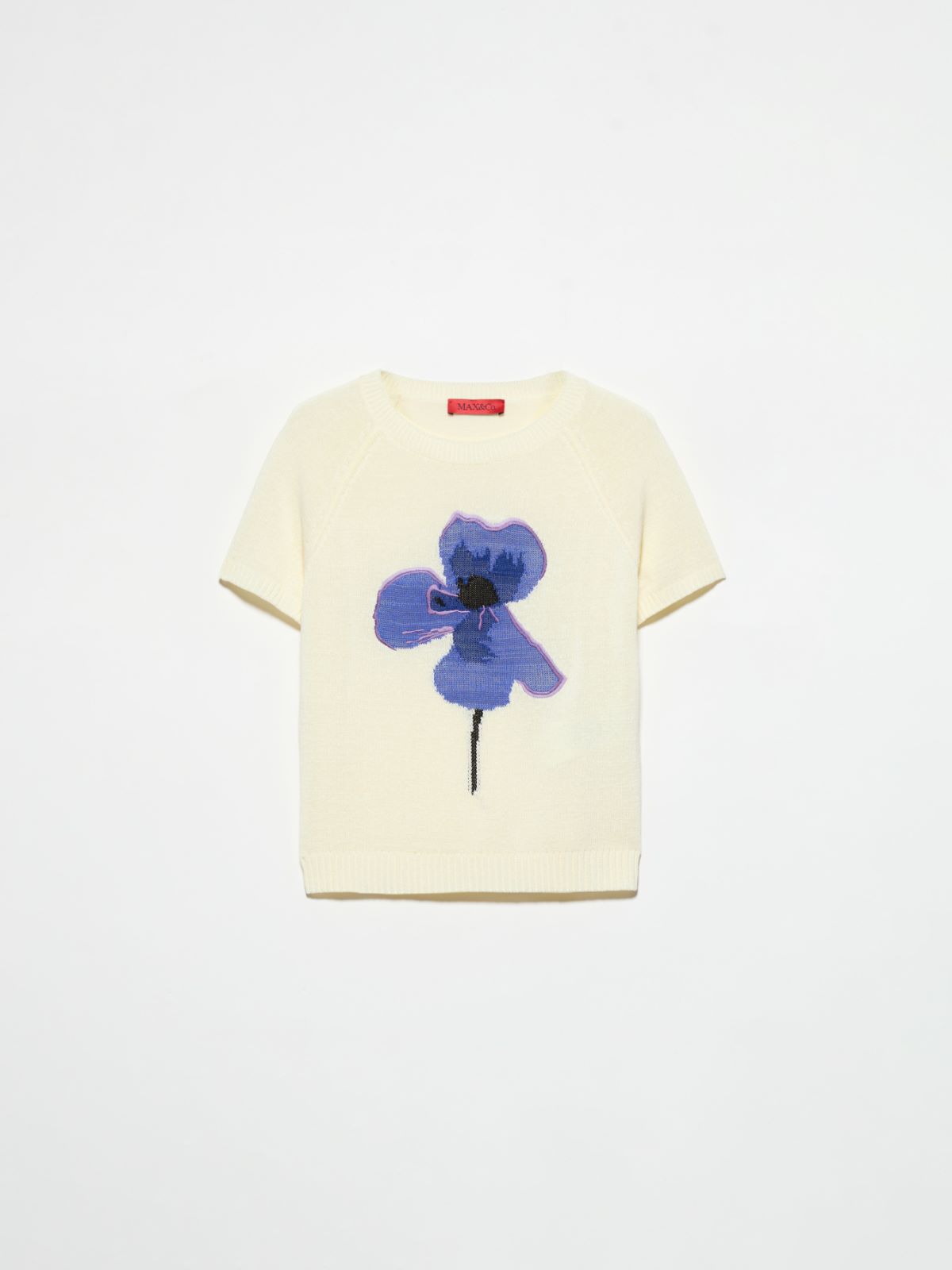 Embroidered knitted T-shirt - MILK - MAX&Co. - 5