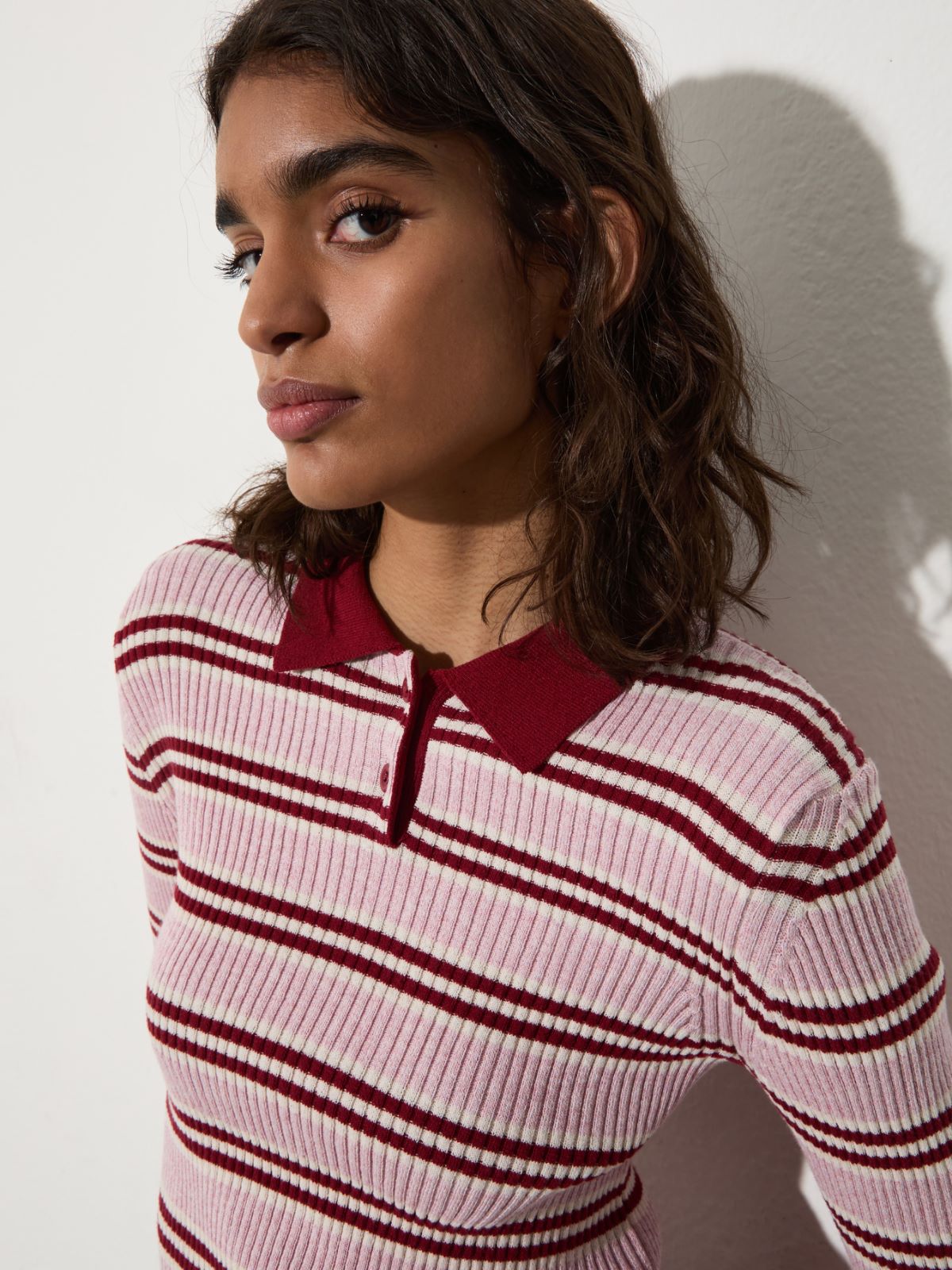 Striped polo-neck jumper, red | MAX&Co. Striped polo-neck jumper - RED - MAX&Co. - 3