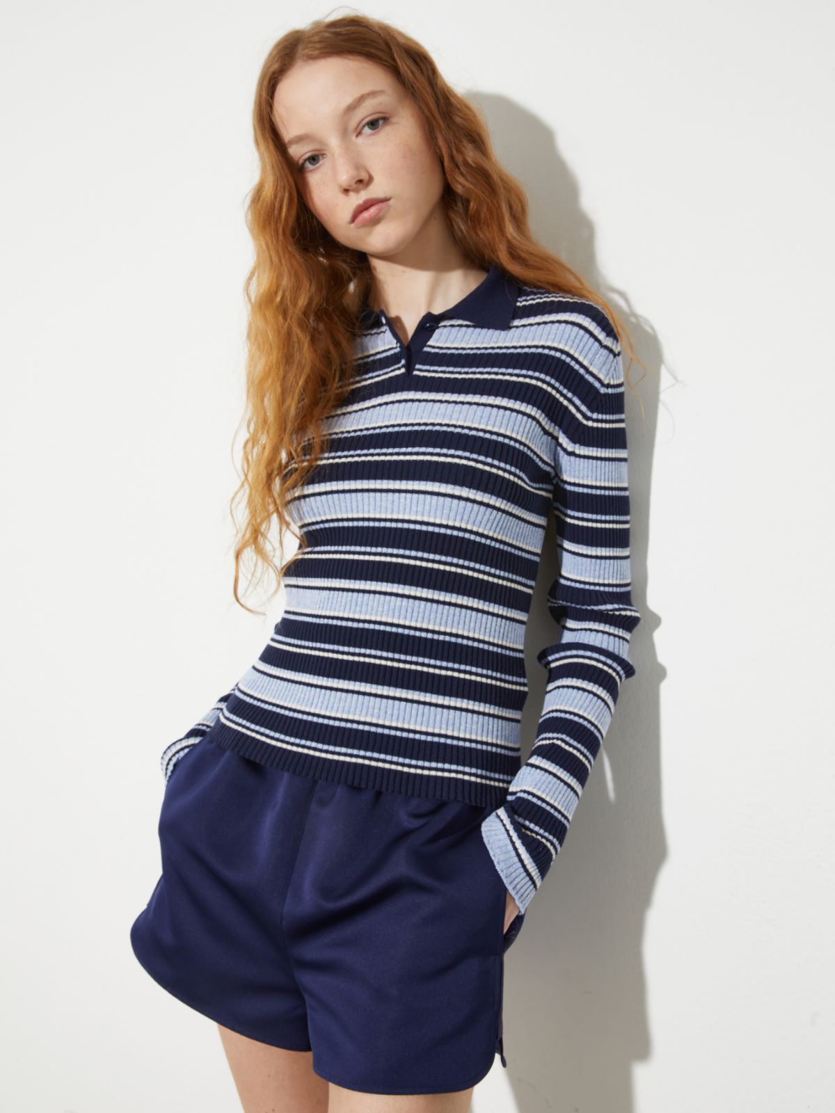 Striped polo-neck jumper - NAVY - MAX&Co.