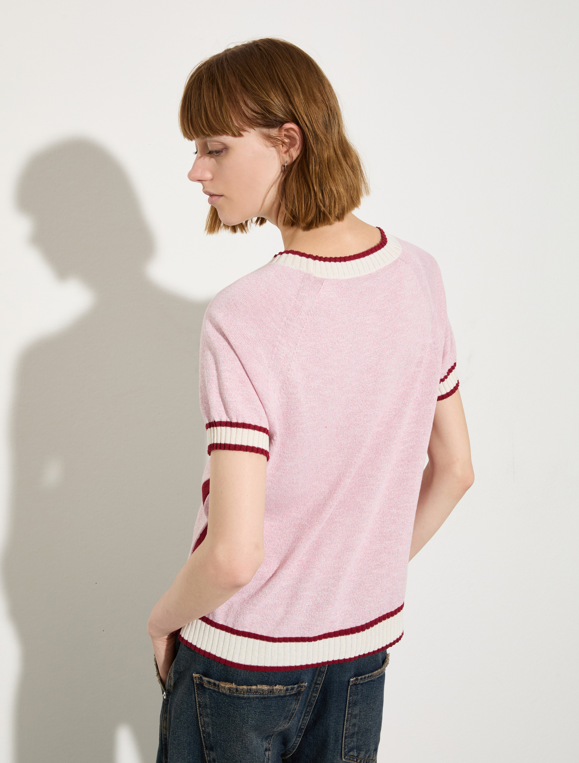Mouliné-knit T-shirt, pink | MAX&Co. Mouliné-knit T-shirt - PINK - MAX&Co. - 2