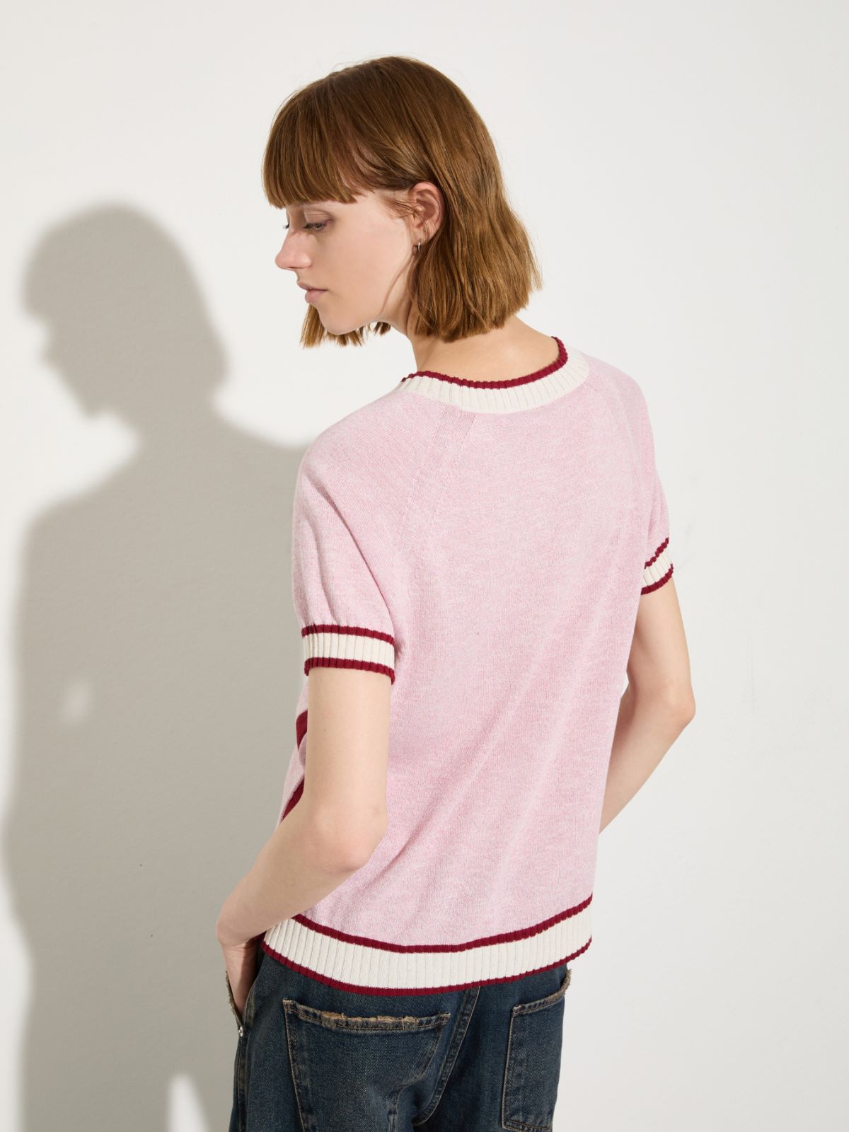 Mouliné-knit T-shirt, pink | MAX&Co. Mouliné-knit T-shirt - PINK - MAX&Co. - 2