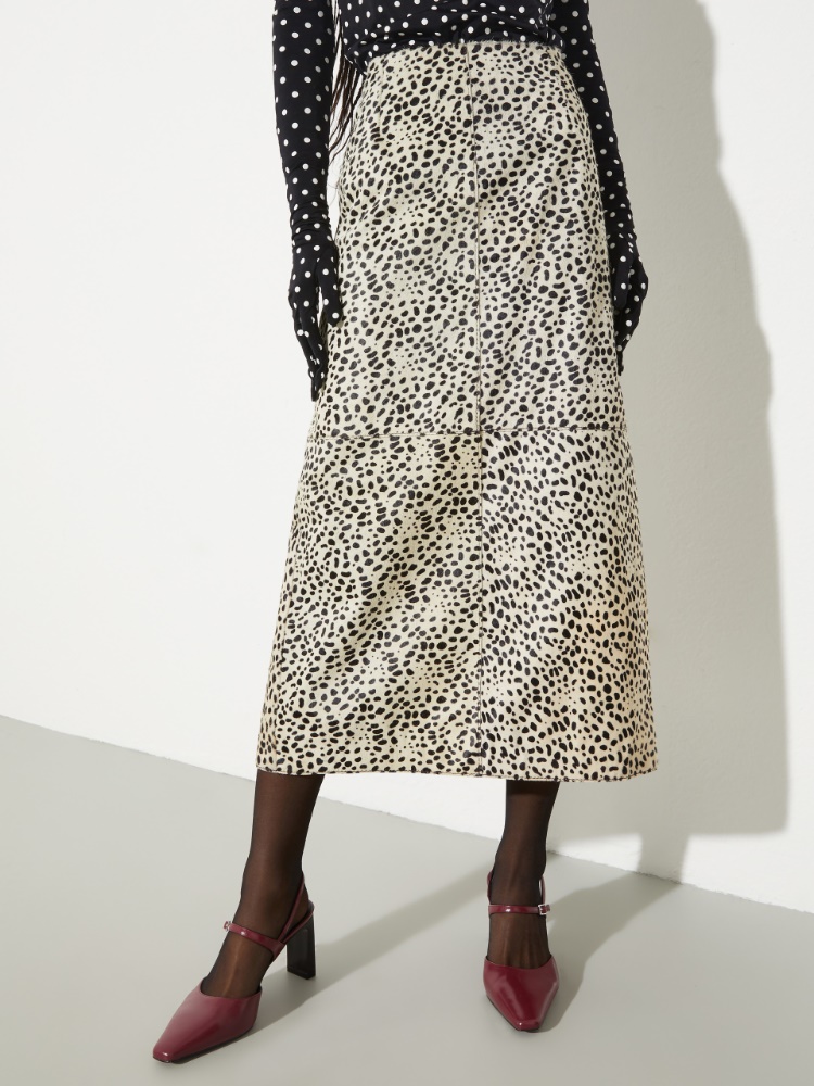 Spotted calf hair midi skirt Spotted calf hair midi skirt - BEIGE - MAX&Co.