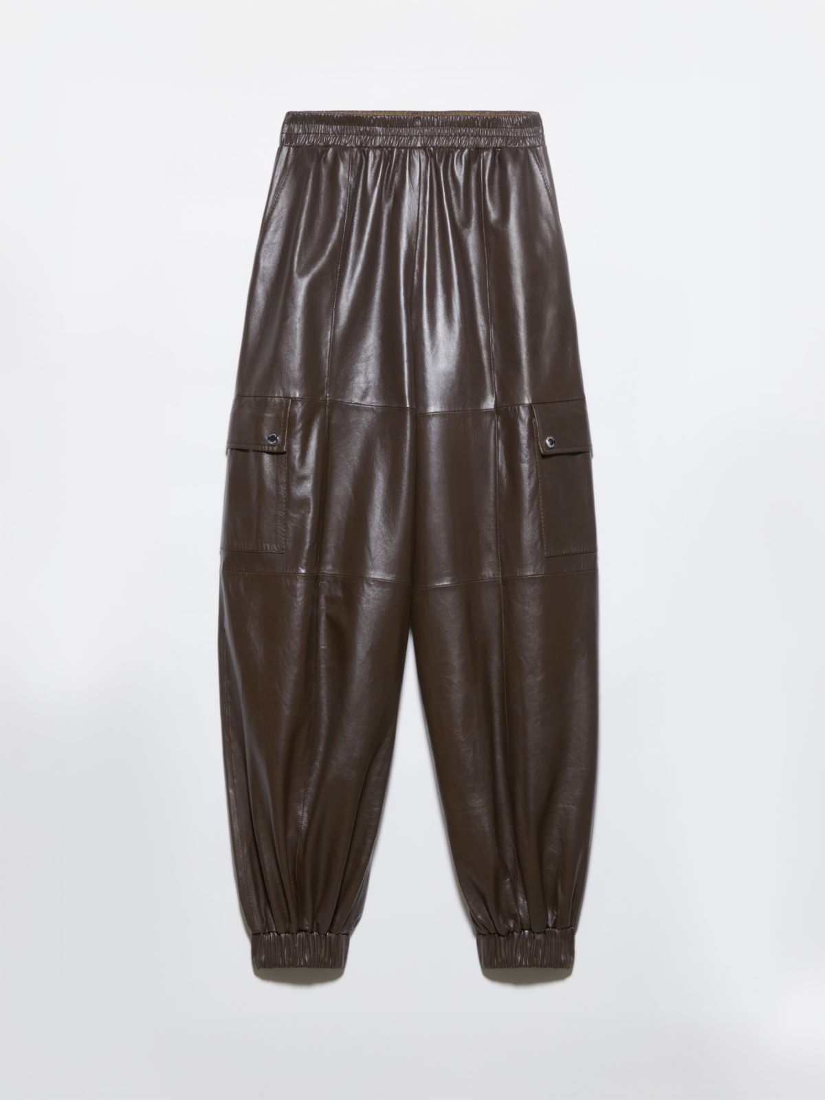 Glossy leather cargo trousers - CHOCOLATE - MAX&Co. - 5