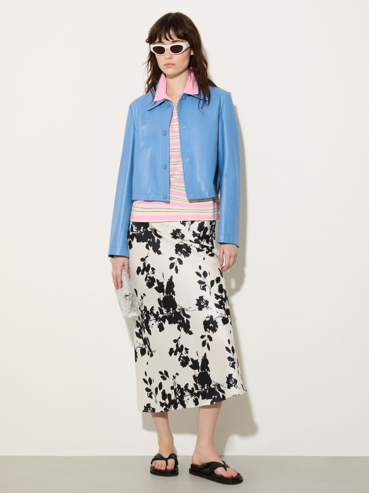 Veste boxy en cuir brillant, ciel | MAX&Co. Veste boxy en cuir brillant - CIEL - MAX&Co. - 4