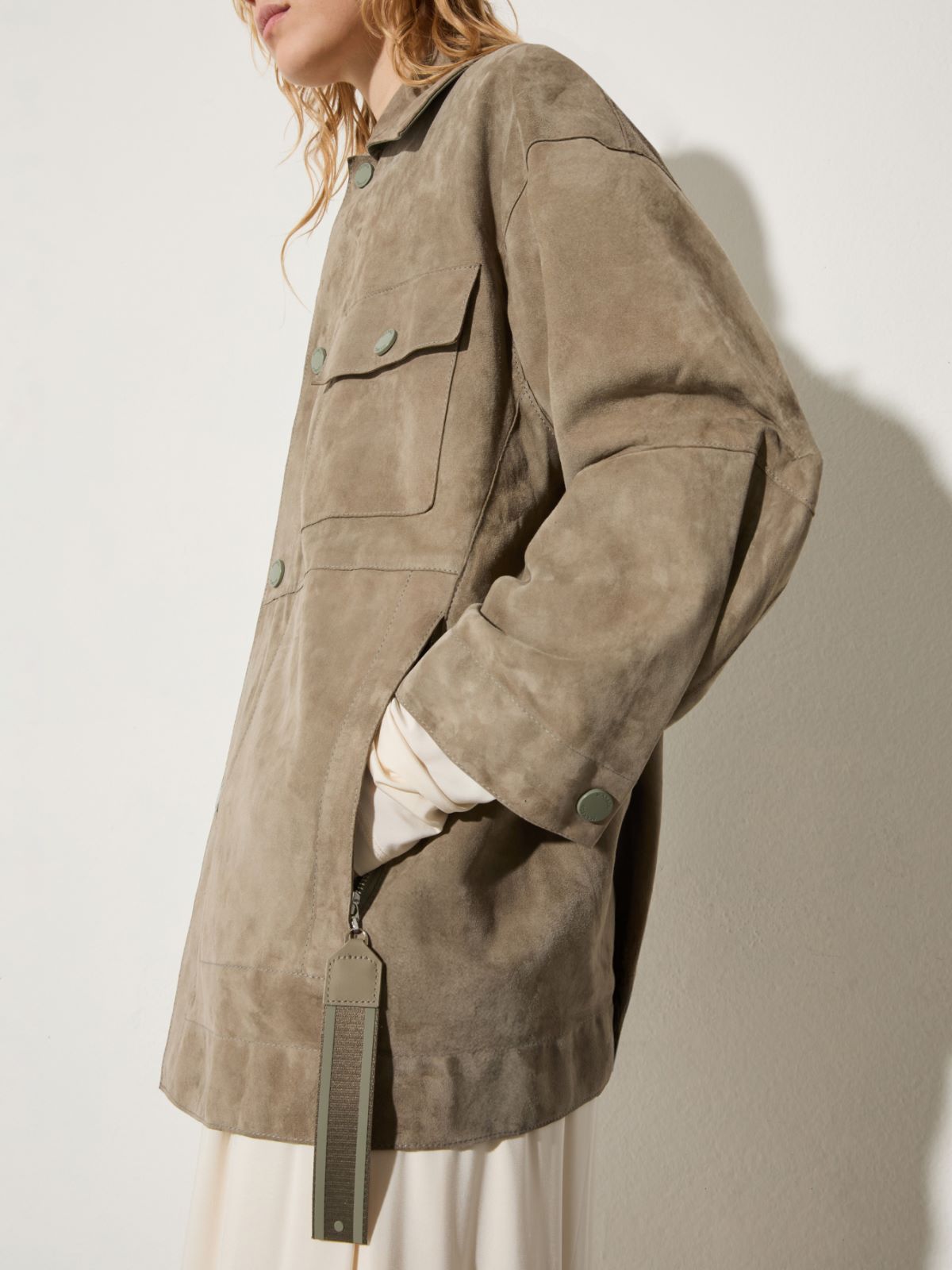 Veste en cuir suédé, sauge | MAX&Co. Veste en cuir suédé - SAUGE - MAX&Co. - 3