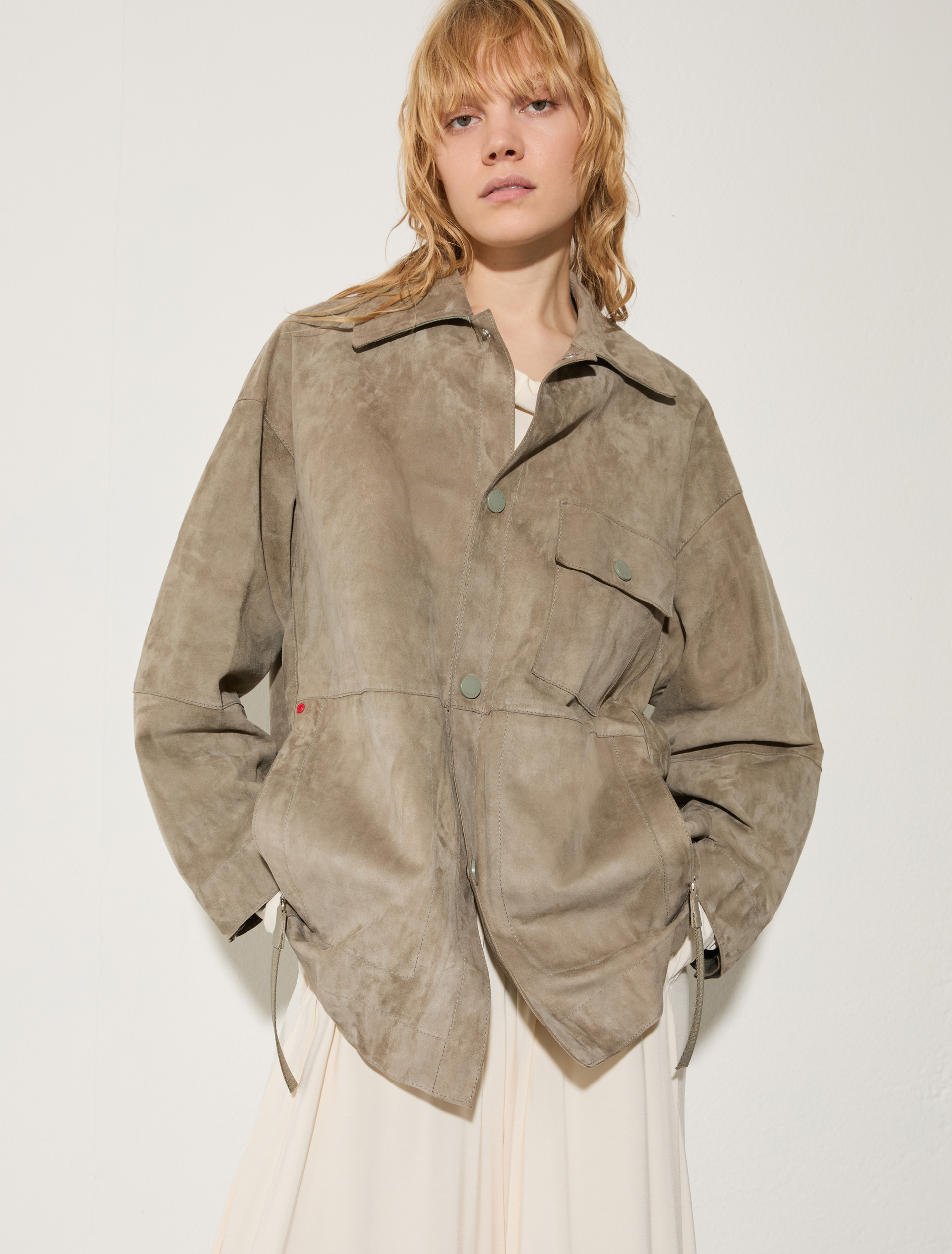 Veste en cuir suédé, sauge | MAX&Co. Veste en cuir suédé - SAUGE - MAX&Co.