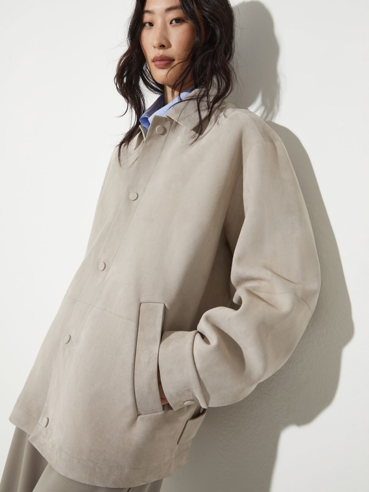 Suede shacket, turtledove | MAX&Co. Suede shacket - TURTLEDOVE - MAX&Co. - 3