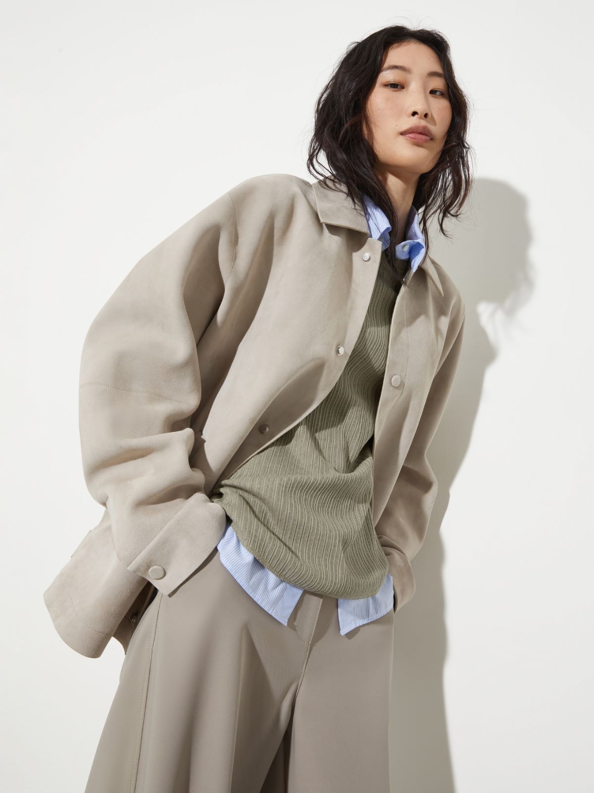 Suede shacket, turtledove | MAX&Co. Suede shacket - TURTLEDOVE - MAX&Co.