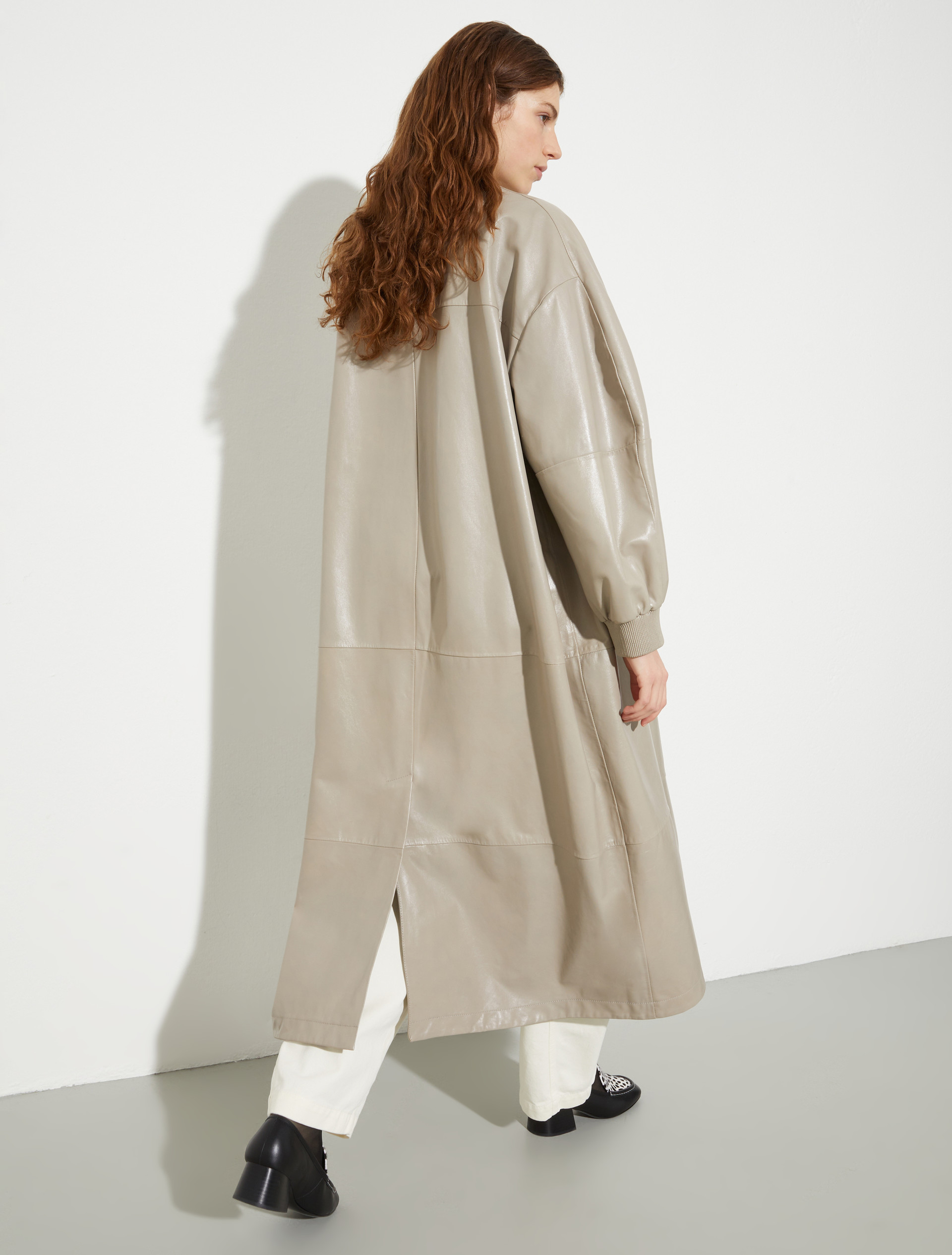 Glossy leather duster coat, grey | MAX&Co. Glossy leather duster coat - GREY - MAX&Co. - 2