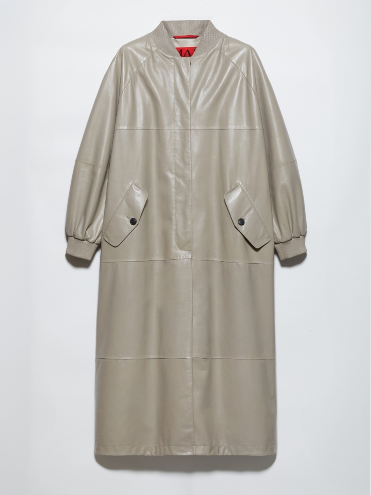 Glossy leather duster coat - GREY - MAX&Co.