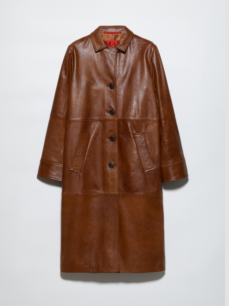 Shiny leather coat - BROWN - MAX&Co.