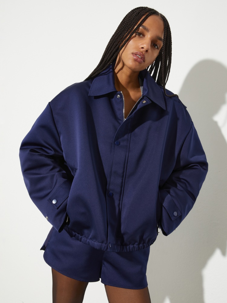 Duchesse satin bomber jacket - NAVY - MAX&Co.
